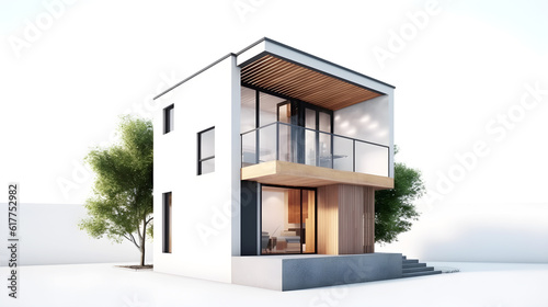3d illustration model house on white background created with Generative AI