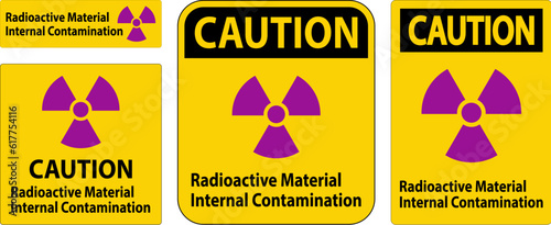 Caution Radiation Sign Radioactive Material Internal Contamination