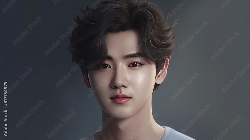 An illustration of a portrait featuring a young and attractive Asian individual. Generative AI An illustration of a portrait featuring a young and attractive Asian individual. Generative AI