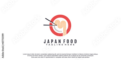 Japan noodle food logo with creative style idea premium vector