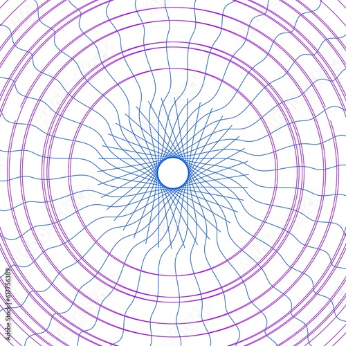 Radiating  concentric circles abstract monochrome spirograph. Vector illustration for design your website and print