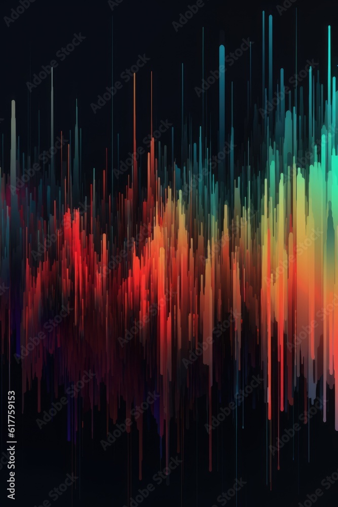 Glowing colourful interference lines and lights on black, created using generative ai technology Glowing colourful interference lines and lights on black, created using generative ai technology