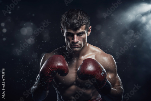 AI generated image of a boxer on black background © Kalim