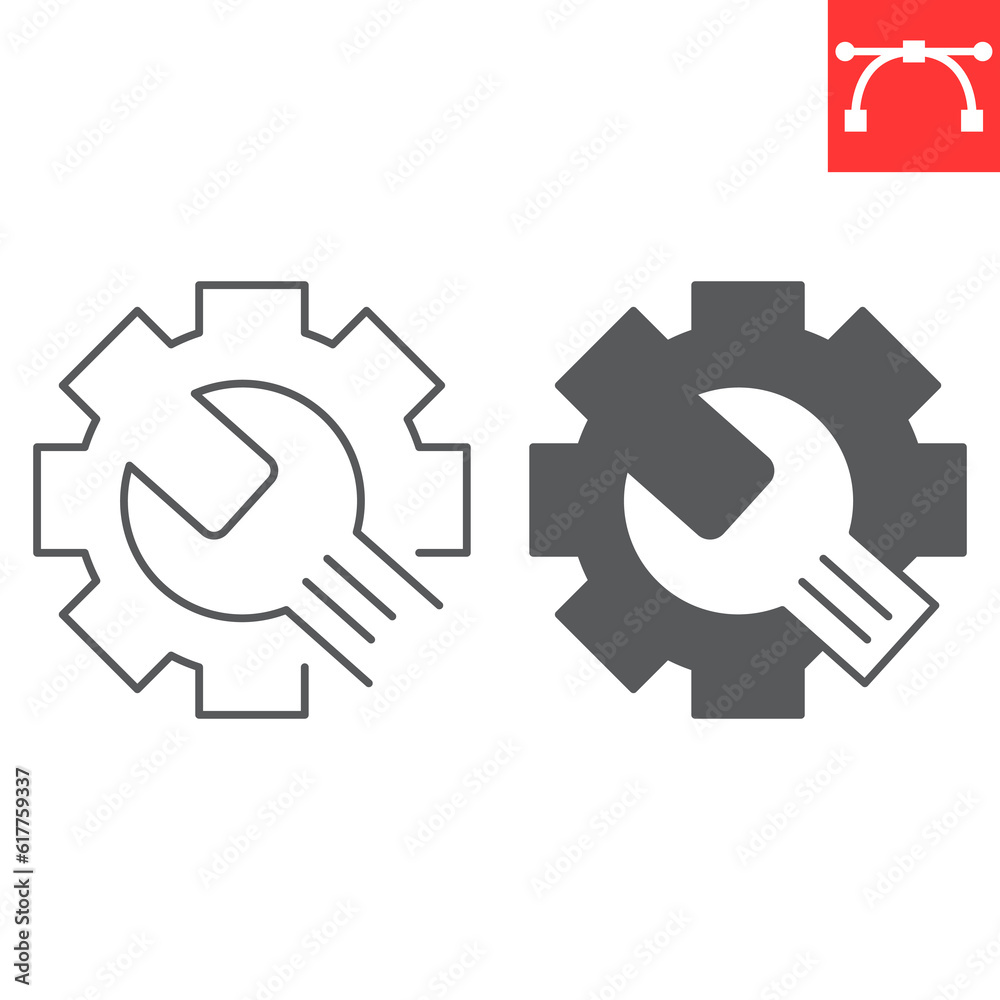 Troubleshooting line and glyph icon, solution and business, maintenance vector icon, vector graphics, editable stroke outline sign, eps 10. Troubleshooting line and glyph icon, solution and business, maintenance vector icon, vector graphics, editable stroke outline sign, eps 10.