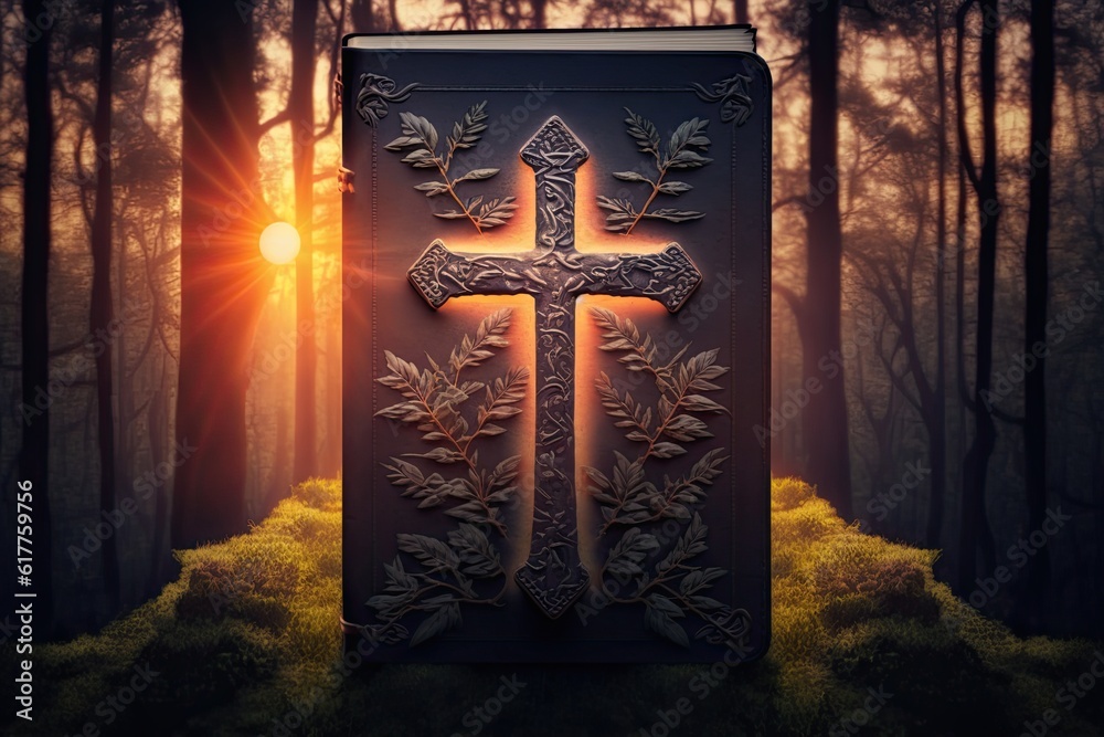 The Holy Bible and the cross of Jesus Christ symbolize death and