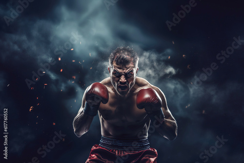 AI generated image of a boxer on black background © Kalim
