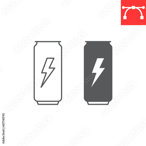 Energy drink line and glyph icon, supplements and vitamins, energetic with caffeine vector icon, vector graphics, editable stroke outline sign, eps 10.