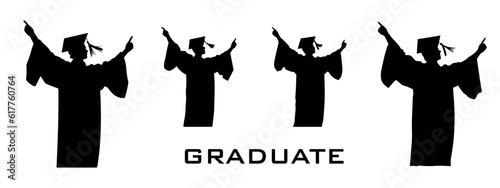 Silhoutte academic graduate black theme, silhoutte for diploma bachelor student 