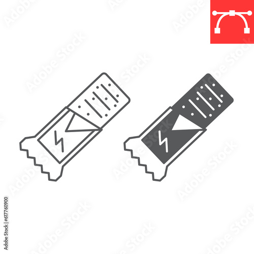 Nutritional bar line and glyph icon, supplements and vitamins, protein bar vector icon, vector graphics, editable stroke outline sign, eps 10.