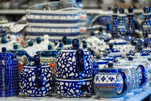 Ornamented china kettle pottery boleslawiec