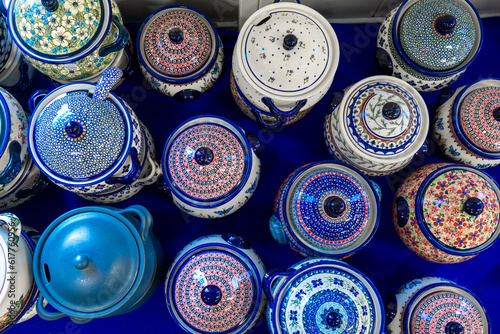 Photography Ornamented china kettle pottery boleslawiec