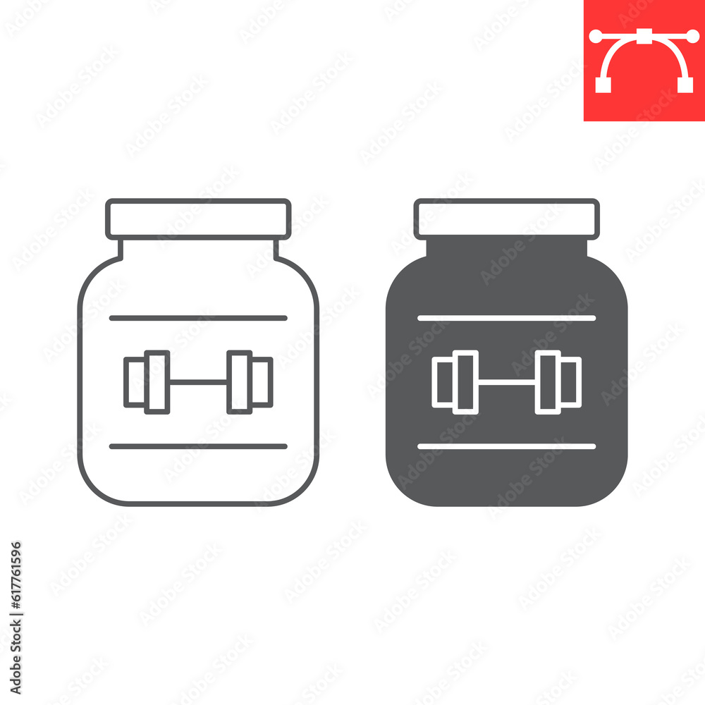 Protein line and glyph icon, supplements and health, whey vector icon, vector graphics, editable stroke outline sign, eps 10. Protein line and glyph icon, supplements and health, whey vector icon, vector graphics, editable stroke outline sign, eps 10.