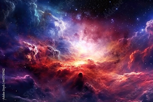 Constellation of Orion nebula in cosmos with multiple colors beautiful background Generative AI Illustration