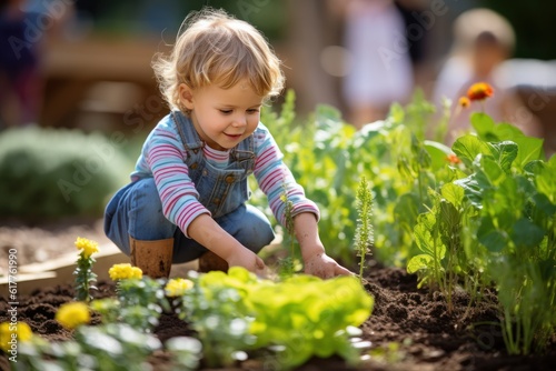 toddler growing vegetables