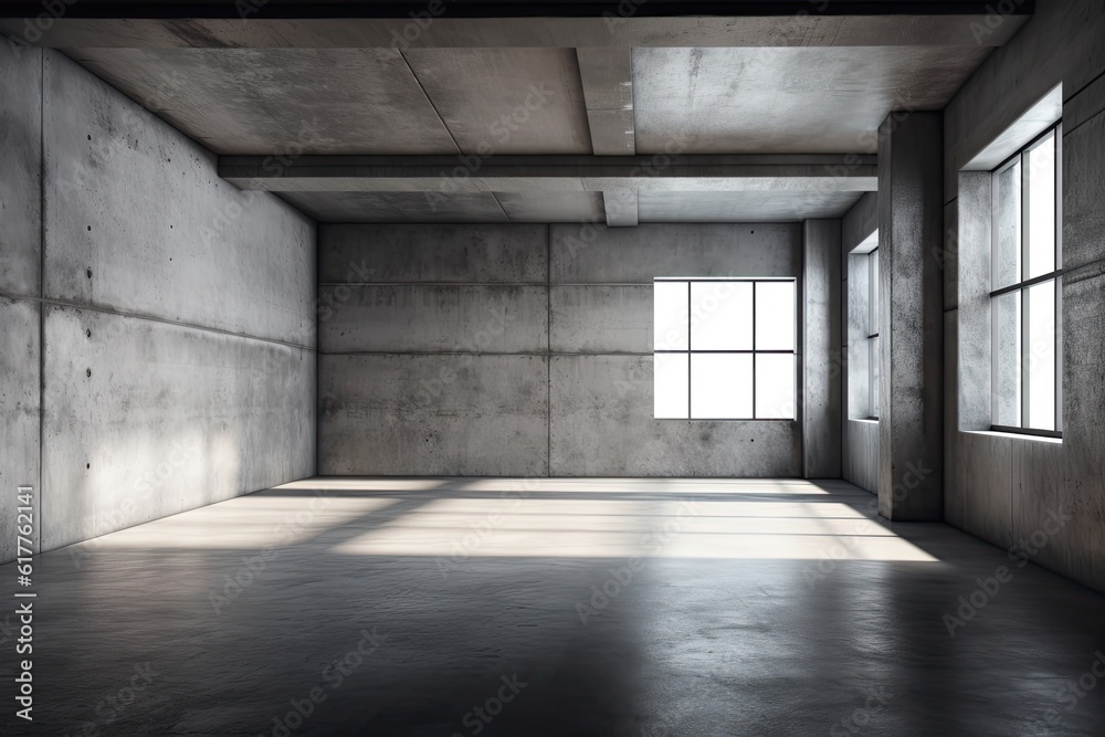 interior of a blank concrete space. Generative AI interior of a blank concrete space. Generative AI