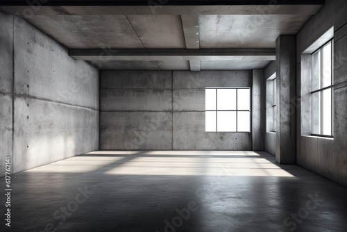 interior of a blank concrete space. Generative AI © Lasvu