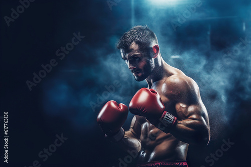 AI generated image of a boxer on black background