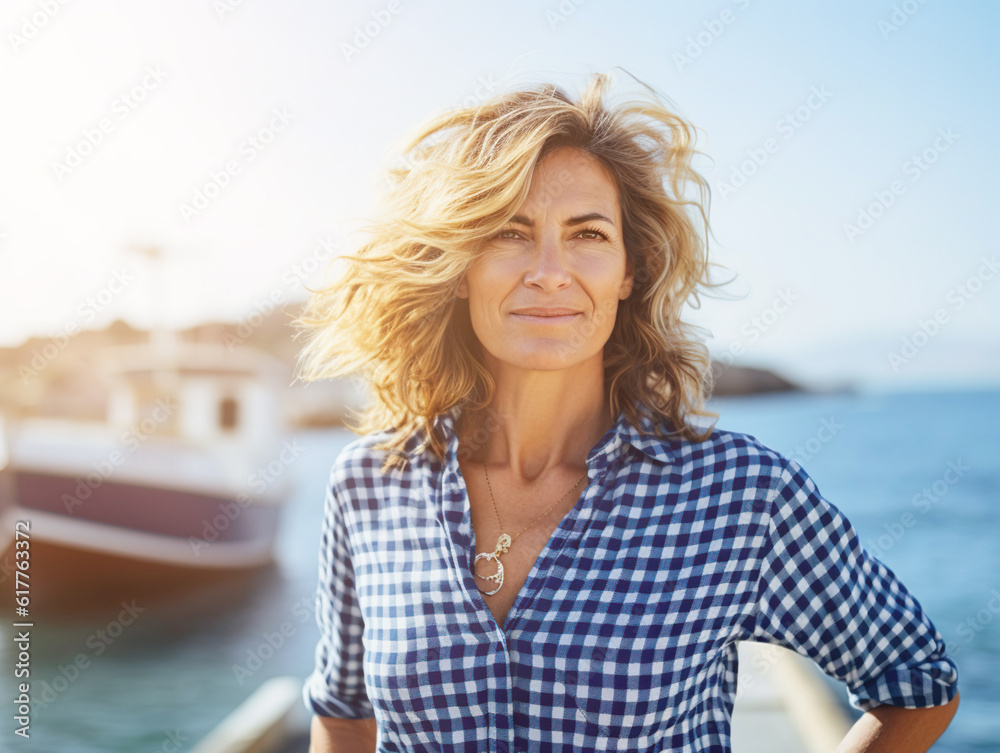 AI generated image of mature happy women outdoor