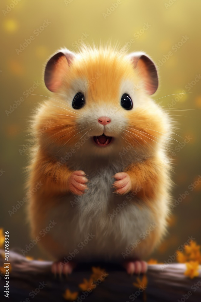 Close up of cute hamster on blurred background, created using generative ai technology Close up of cute hamster on blurred background, created using generative ai technology
