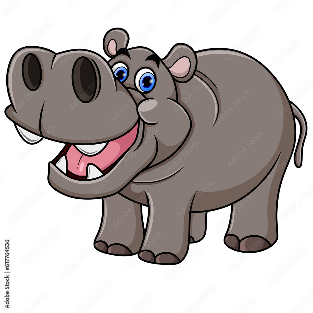 Naklejka premium Cartoon Hippo with open mouth
