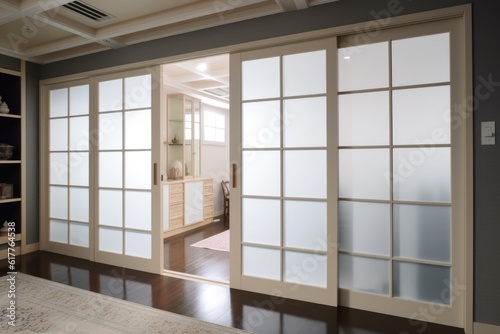 Opened glass tatami door to living room  created using generative ai technology