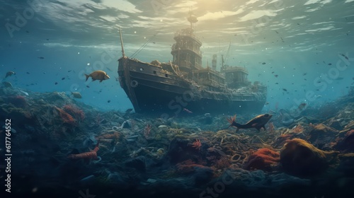 underwater scene with ship © Zain Graphics