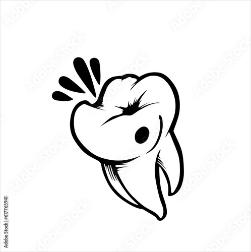 Black and white ouline tooth symbol