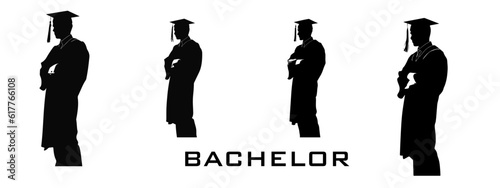 Silhoutte academic graduate black theme, silhoutte for diploma bachelor student 