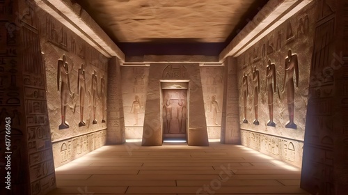 Inside Egyptian pyramids  Sarcophagus standing in the interior forbidden rooms