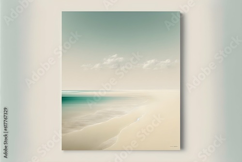 minimalistic landscape with beach and ocean soft colors painterly abstract 