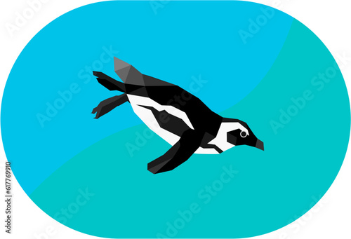 vector flat illustration of a penguin Ad  lie penguin   pygoscelis adeliae zoo minimalistic simple drawing logo icon painting art animal pet arctic antarctica adelie diving swimming cute black white