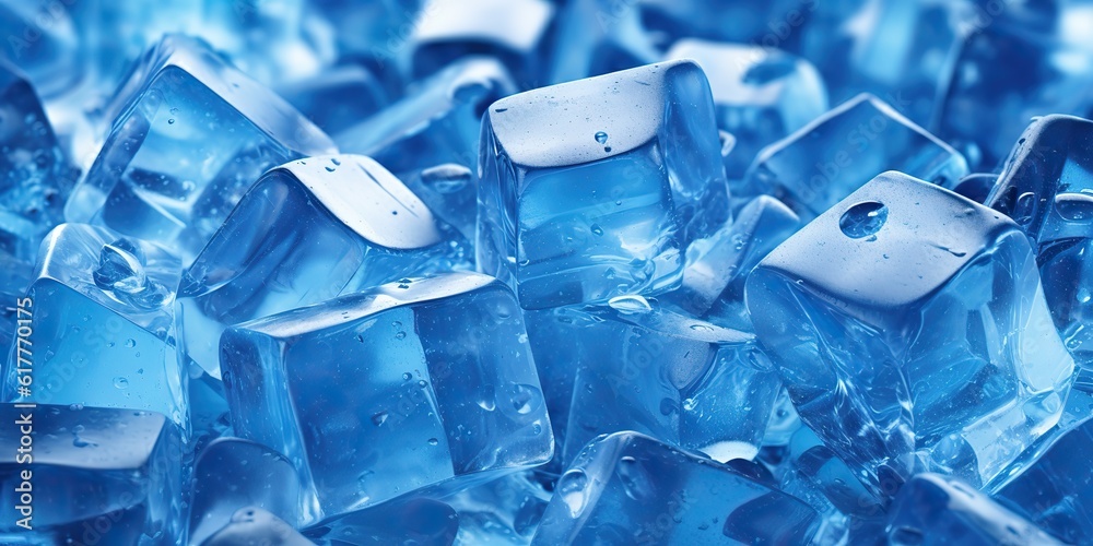 Fototapeta premium AI Generated. AI Generative. Ice cube cold water solid pattern decoration background. Graphic Art