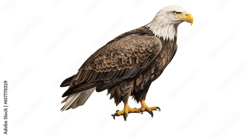 Fototapeta premium Bald eagle with a transparent background. AI generative.