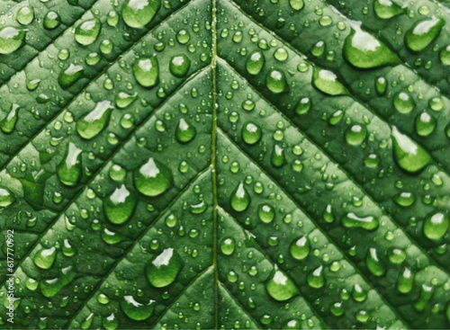 green leaf background with water drops, close up photography with some water drops