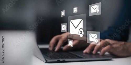 email marketing concept, company sending many e-mails or digital newsletter to customers
