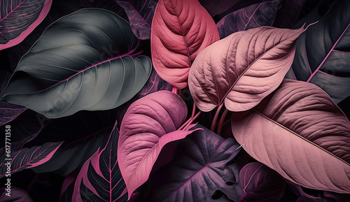 close up of red plant leaves, nature photography 