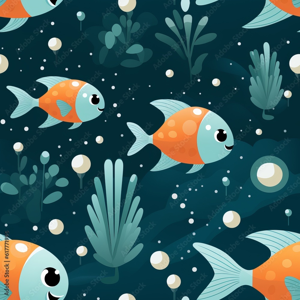 Naklejka premium Fish seamless tile able texture