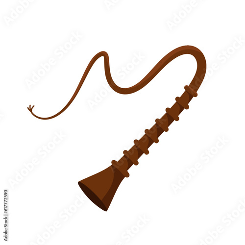 Leather whip. Cowboy tool for chasing cattle