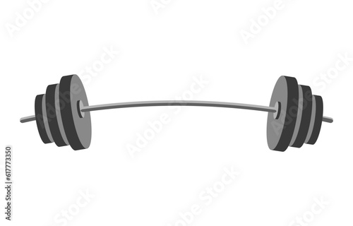 Barbell with weight discs. Fitness equipment for bodybuilding