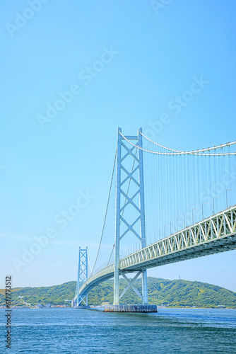 舞子公園から見た初夏の明石海峡大橋 兵庫県神戸市 Akashi Kaikyo Bridge in early summer seen from Maiko Park. Hyogo Pref, Kobe City. 
