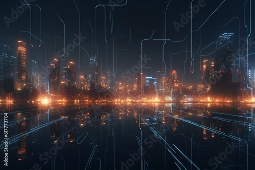 A futuristic cityscape with advanced communication and networking technology  Generative AI