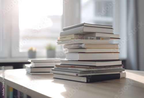 stack of abstract books. generative AI