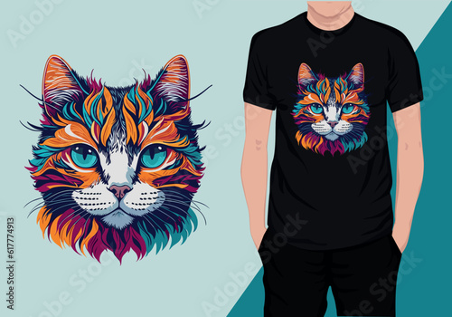 Cat t-shirt design vectors