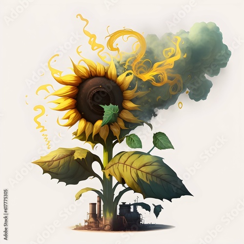 sunflower with steam logo nobackground  photo