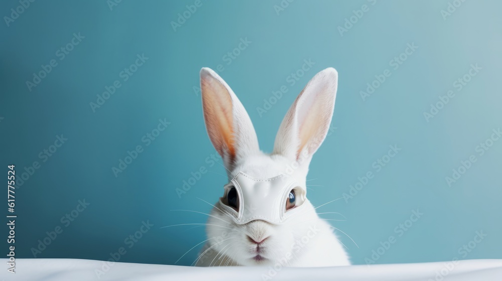 Hopping Hero: Rabbit in a Hero's Mask and Cloak Leaps into Action with Fierce Determination Hopping Hero: Rabbit in a Hero's Mask and Cloak Leaps into Action with Fierce Determination