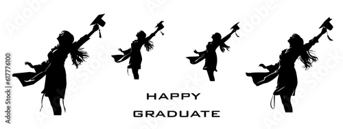 Set of silhoutte for bachelor and student graduate vector illustration, Silhoutte academic graduation