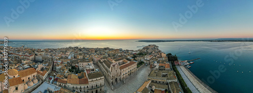 Aerial View of Ortigia Island in Syracuse, Sicily, Italy, Europe, World Heritage Site