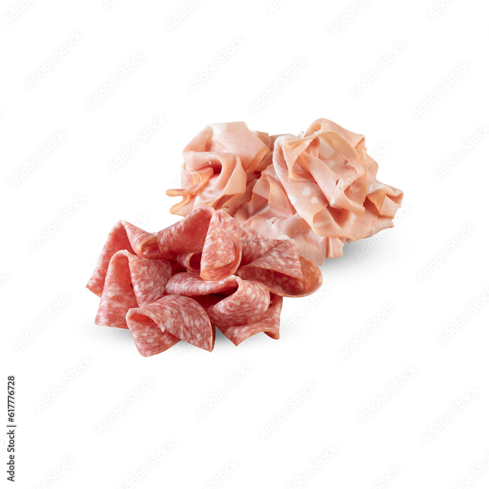 Salami Bologna Cut out, isolated transparent background Salami Bologna Cut out, isolated transparent background