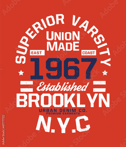 varsity style tee print design as vector