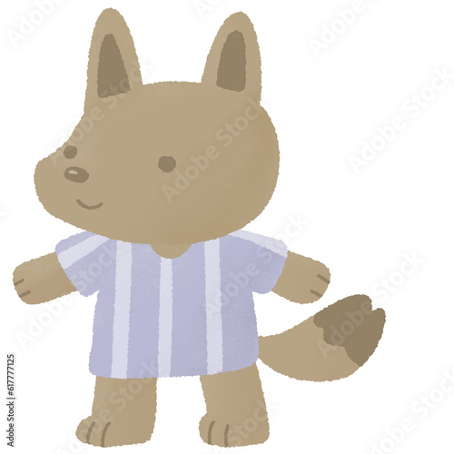 Cute Brown wolf. Cartoon wolf redhood character.